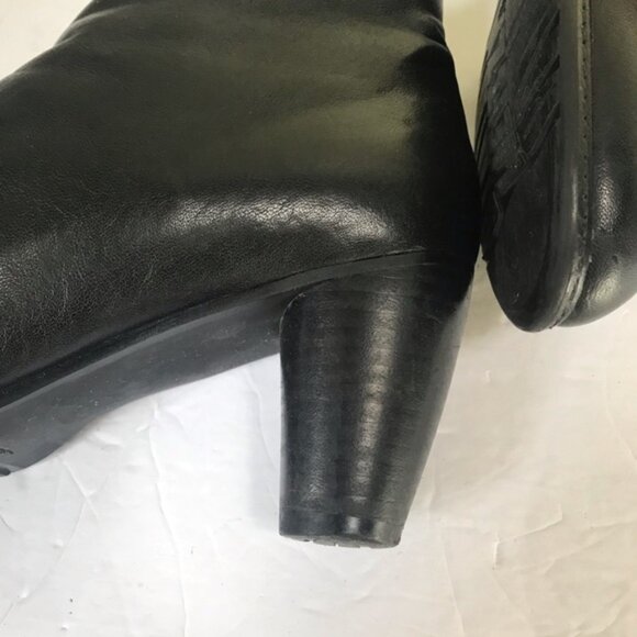 Stuart Weitzman Leather Ankle Booties Boots Side Zipper Rubber Sole Stacked Heel - Picture 5 of 15